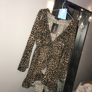 Cheetah print, ruffle, wrap dress